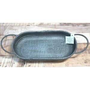 Oval Black Metal Tray With Handles For Kitchen Or Home Decor